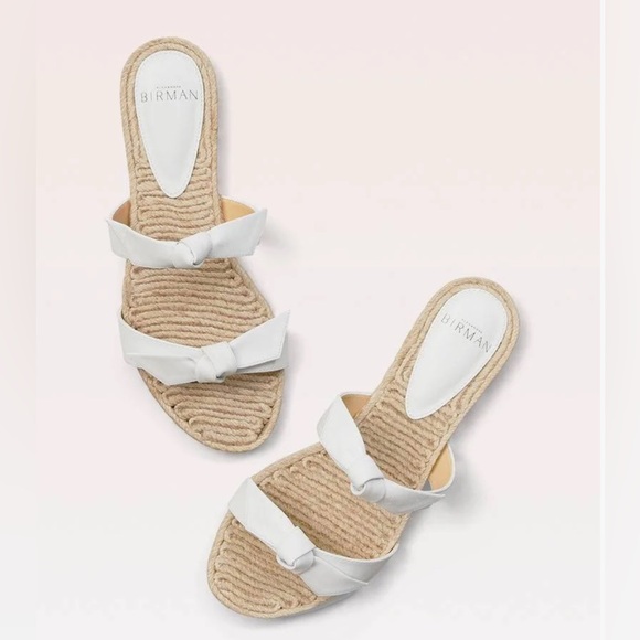 ALEXANDER BIRMAN CLARITA ESPADRILLE FLAT DIUBLE WHITE BOW SANDALS SIZE 39 - Picture 1 of 9